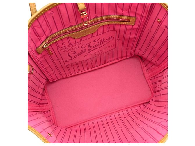Sac Cabas Louis Vuitton Monogram Rose Neverfull MM Marron Multicolore - vue 6