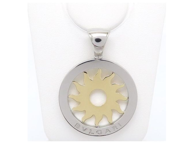 Bulgari Pendente Bvlgari Tondosan in acciaio inossidabile e oro giallo 18K - vista 3