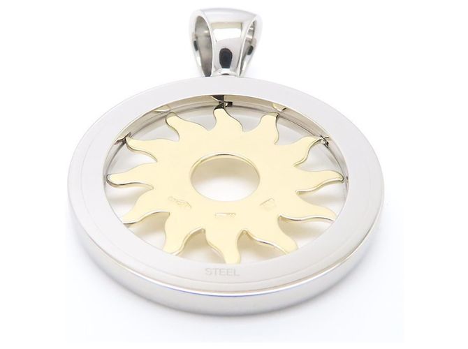 Bulgari Pendente Bvlgari Tondosan in acciaio inossidabile e oro giallo 18K - vista 4