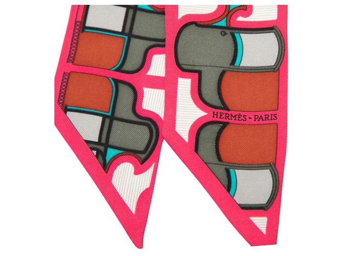 Hermès Twilly Coupe Les Coupes Scarf Rosa Multicolor - vista 4