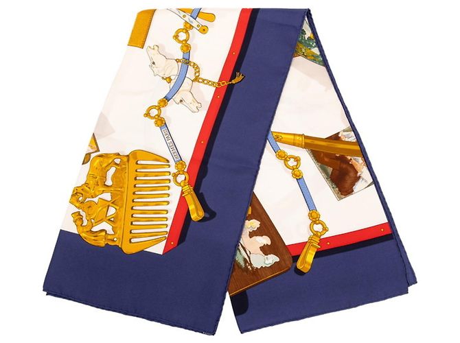 Hermès Foulard Hermes Carre 90 Memoire d'Hermes Bianco Multicolore Blu navy - vista 2