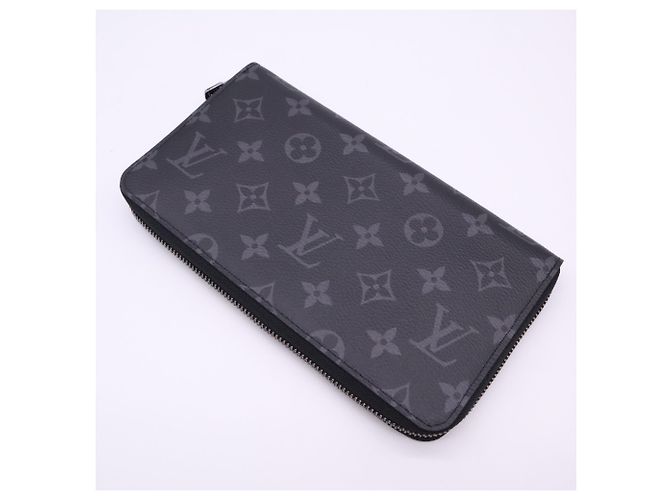 LOUIS VUITTON Monogram Eclipse Zippy Organizer Long Wallet Marrom Preto - vista 2