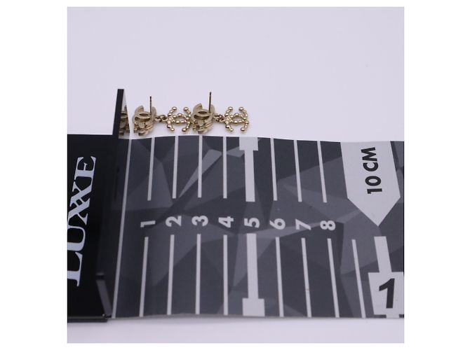 Boucles d'oreilles Chanel Triple Coco Mark strass Doré - vue 3