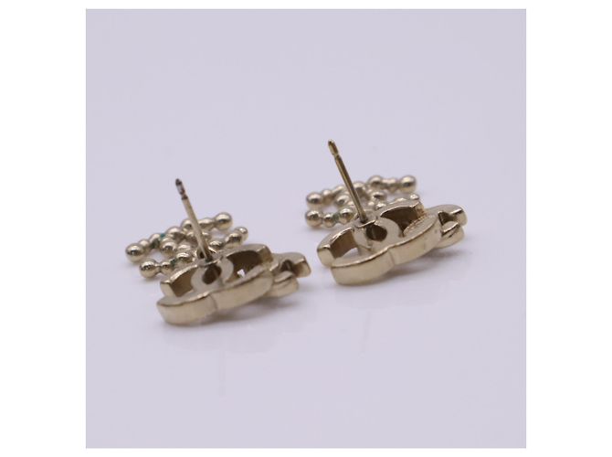 Boucles d'oreilles Chanel Triple Coco Mark strass Doré - vue 9