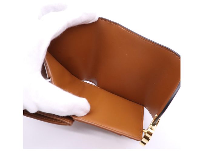 Céline Portafoglio Small con patta in tela Triomphe Celine Marrone Beige - vista 16