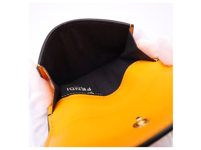Cartera Micro Tri-fold Fendi en piel de becerro naranja - vista 13