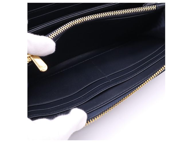 Cartera larga Christian Dior Oblique Jacquard Beige Azul marino - vista 11