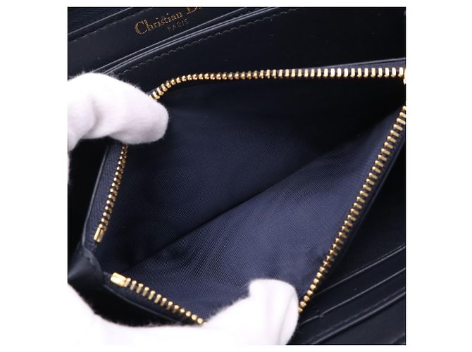 Cartera larga Christian Dior Oblique Jacquard Beige Azul marino - vista 12