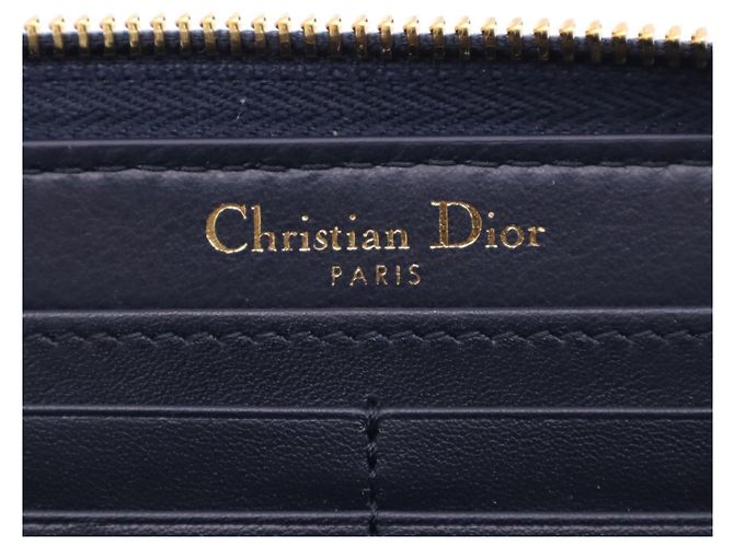 Cartera larga Christian Dior Oblique Jacquard Beige Azul marino - vista 13
