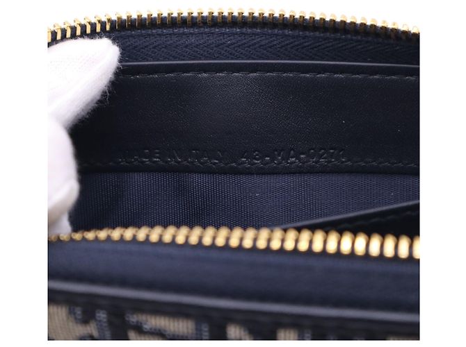 Cartera larga Christian Dior Oblique Jacquard Beige Azul marino - vista 14