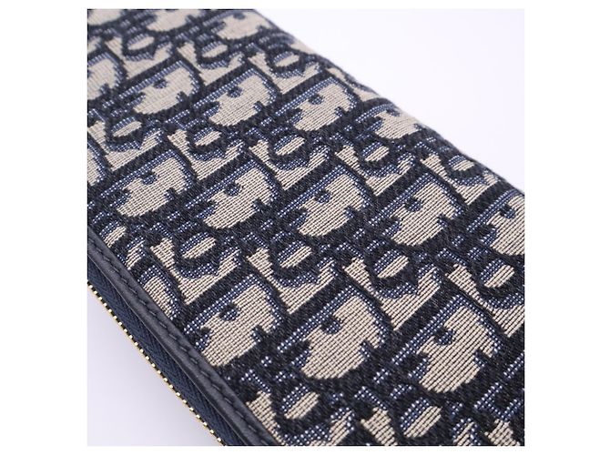 Cartera larga Christian Dior Oblique Jacquard Beige Azul marino - vista 3