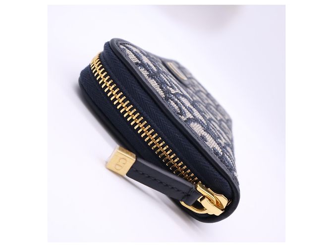 Cartera larga Christian Dior Oblique Jacquard Beige Azul marino - vista 4