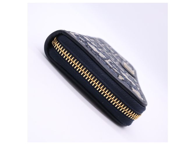 Cartera larga Christian Dior Oblique Jacquard Beige Azul marino - vista 5