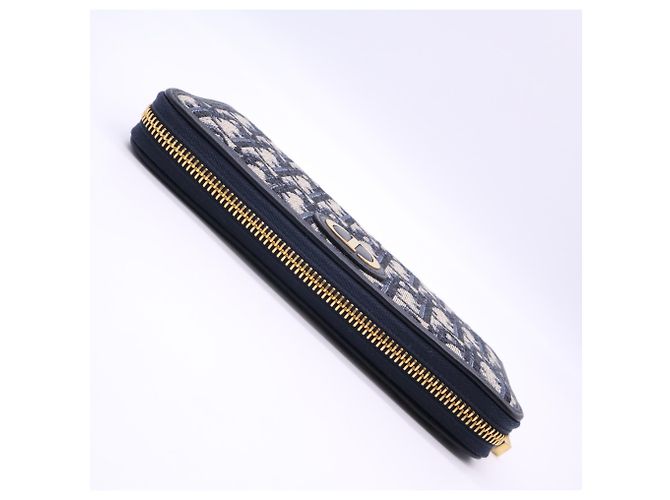 Cartera larga Christian Dior Oblique Jacquard Beige Azul marino - vista 6