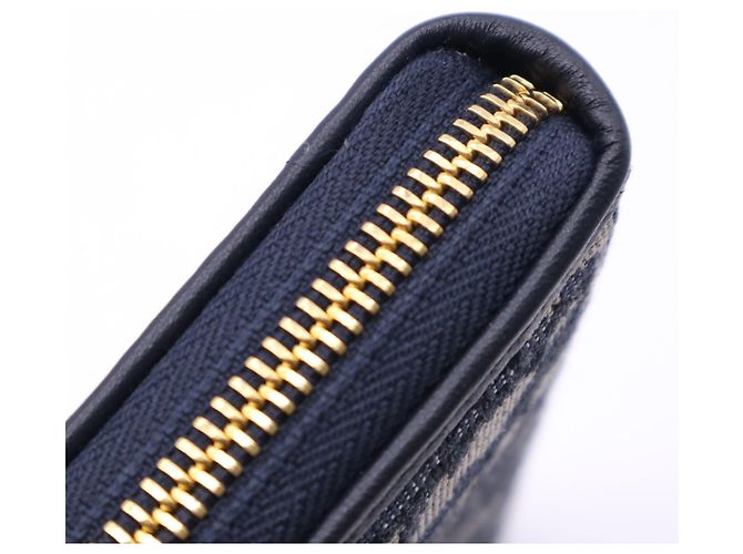 Cartera larga Christian Dior Oblique Jacquard Beige Azul marino - vista 8