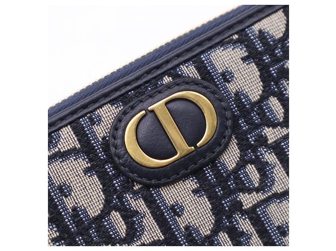 Cartera larga Christian Dior Oblique Jacquard Beige Azul marino - vista 9