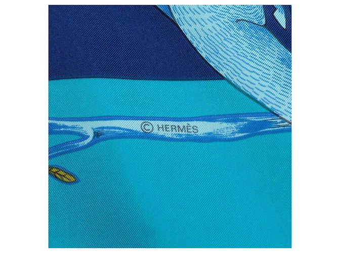 Hermès Hermes Carre 90 ANIMAL ALPHABET Forest Animal Seidentuch Blau - Ansicht 10