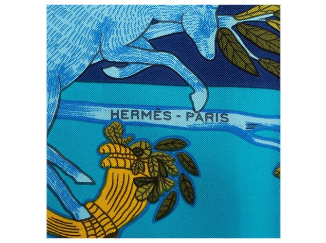 Hermès Hermes Carre 90 ANIMAL ALPHABET Forest Animal Seidentuch Blau - Ansicht 11