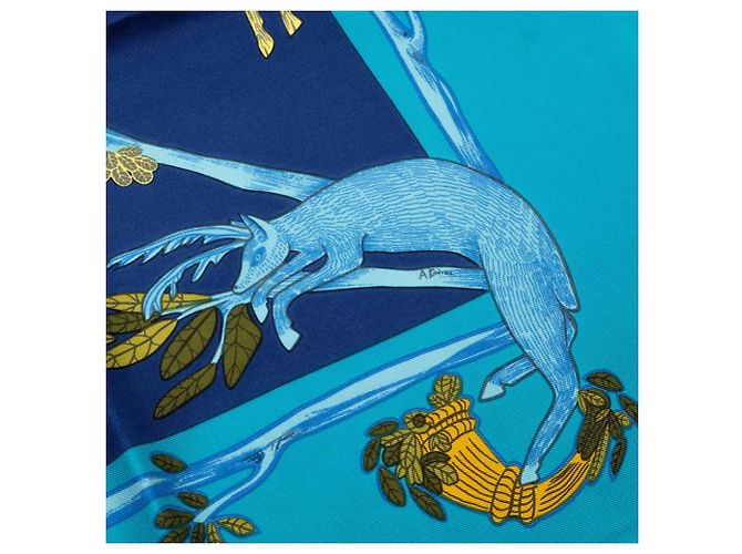 Hermès Hermes Carre 90 ANIMAL ALPHABET Forest Animal Seidentuch Blau - Ansicht 8