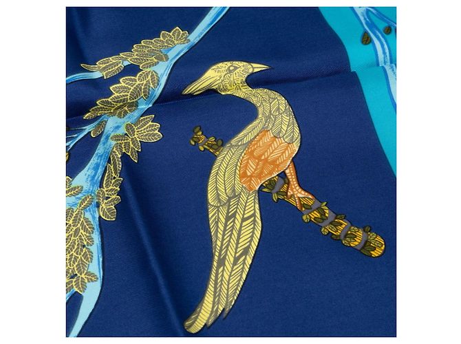 Hermès Hermes Carre 90 ANIMAL ALPHABET Forest Animal Seidentuch Blau - Ansicht 9