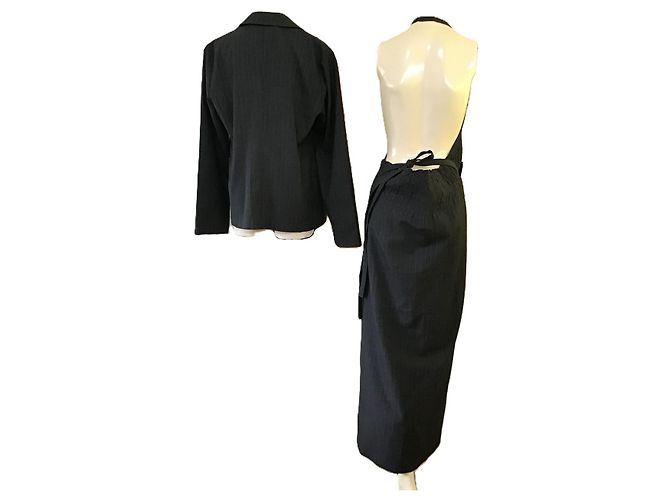 Comme Des Garcons Comme des Garçons Robe de Chambre Completo Lana Rigato Nero - vista 12