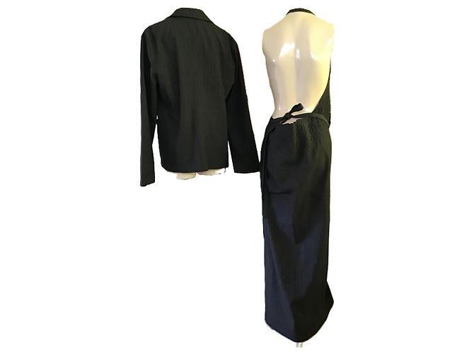 Comme Des Garcons Comme des Garçons Robe de Chambre Completo Lana Rigato Nero - vista 4