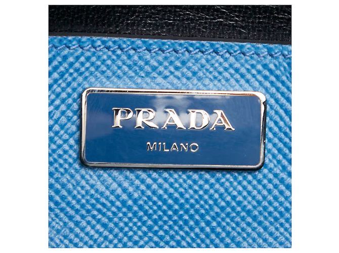 Sac à main cabas Prada avec plaque logo triangle Bleu - vue 10
