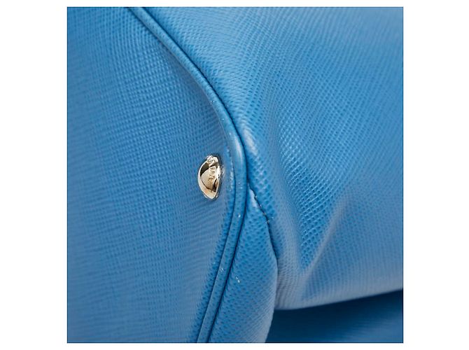 Sac à main cabas Prada avec plaque logo triangle Bleu - vue 4
