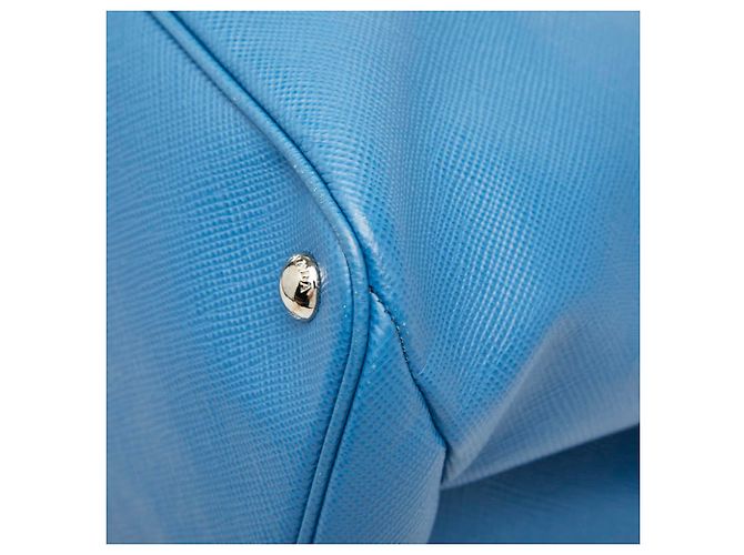 Sac à main cabas Prada avec plaque logo triangle Bleu - vue 6