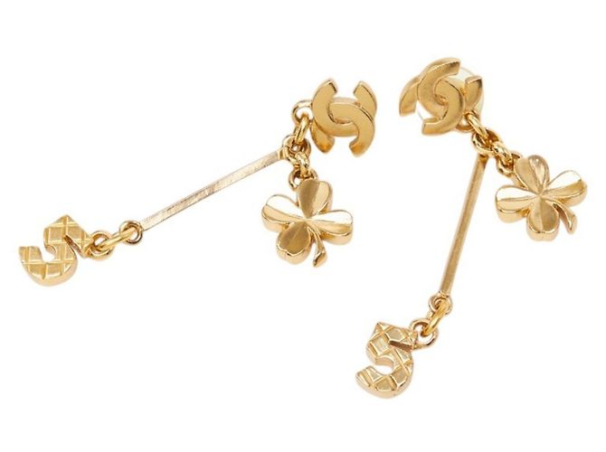 Orecchini a lobo Chanel Coco Mark No. 5 motivo trifoglio D'oro - vista 2