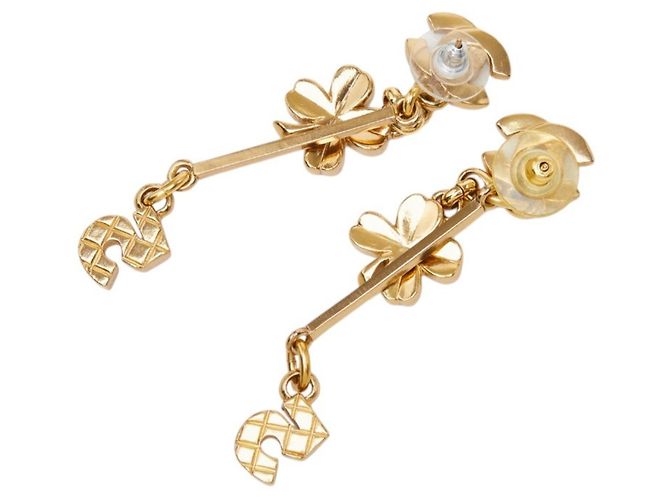 Orecchini a lobo Chanel Coco Mark No. 5 motivo trifoglio D'oro - vista 3