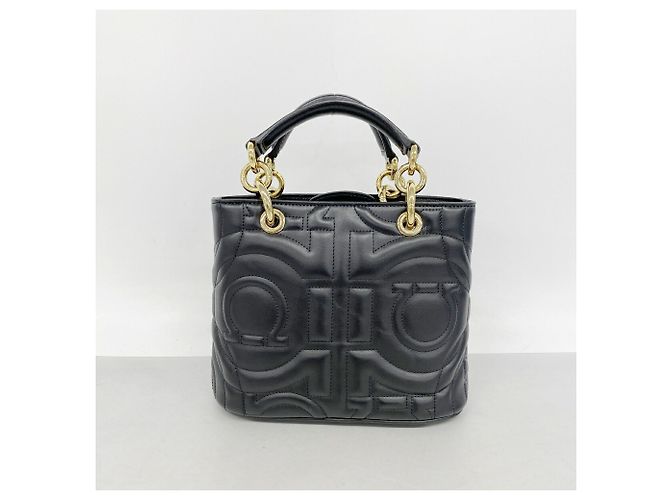 Borsa in pelle Gancini Salvatore Ferragamo Nero - vista 12