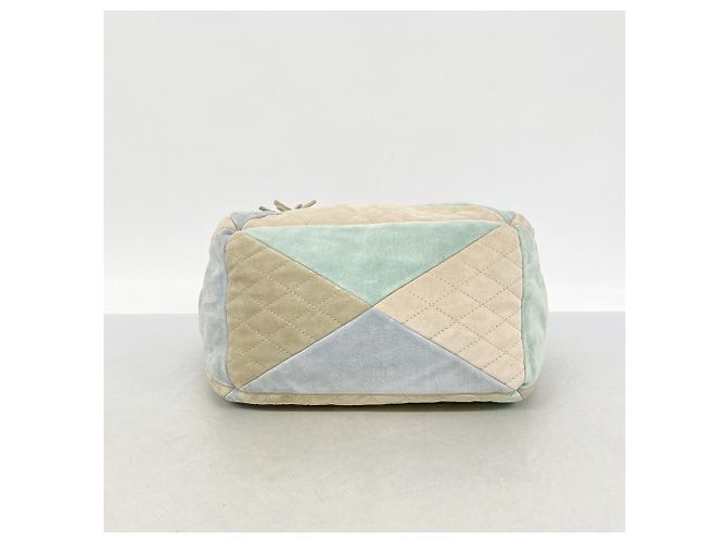 Borsa a tracolla Chanel in camoscio Blu Beige Verde - vista 3
