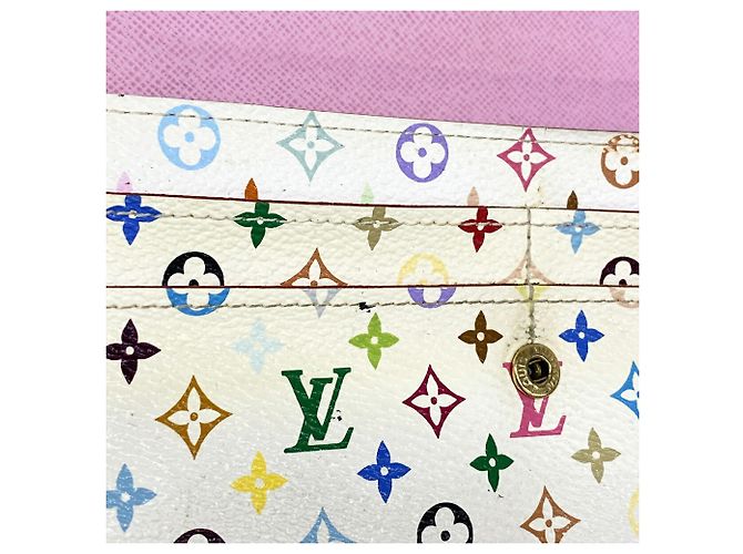 Louis Vuitton Monogram Multicolor Portefeuille Sarah Long Wallet Rosa Bianco - vista 7