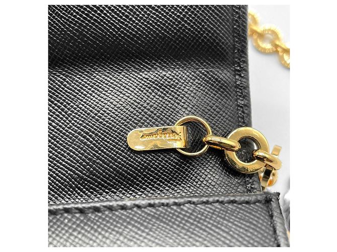 Borsa a tracolla con catena in pelle goffrata Gancini Salvatore Ferragamo Marrone Nero - vista 10