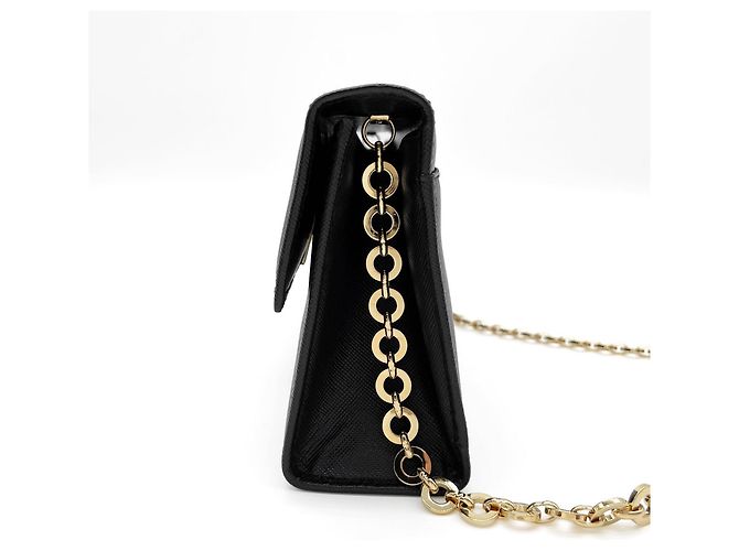 Borsa a tracolla con catena in pelle goffrata Gancini Salvatore Ferragamo Marrone Nero - vista 3