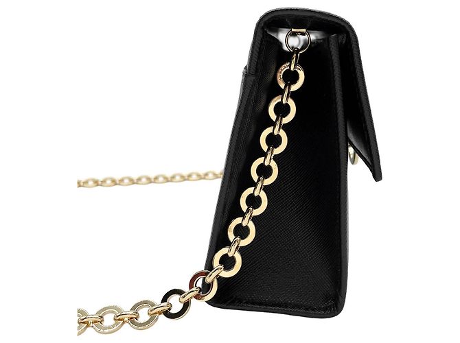 Borsa a tracolla con catena in pelle goffrata Gancini Salvatore Ferragamo Marrone Nero - vista 4