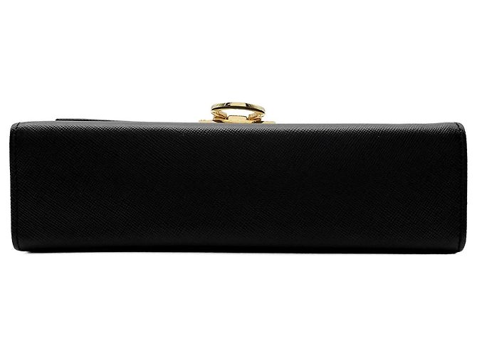 Borsa a tracolla con catena in pelle goffrata Gancini Salvatore Ferragamo Marrone Nero - vista 5