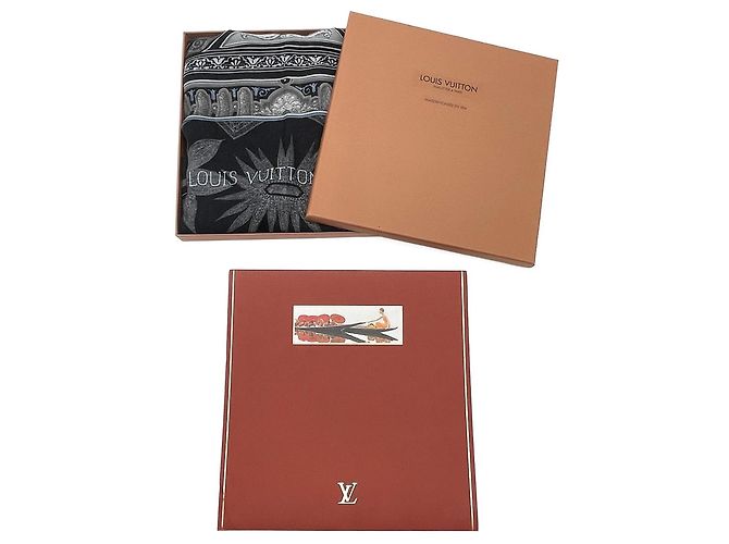 Sciarpa Louis Vuitton 19th Century Decorations Marrone Nero Blu - vista 10
