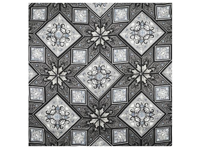 Sciarpa Louis Vuitton 19th Century Decorations Marrone Nero Blu - vista 4