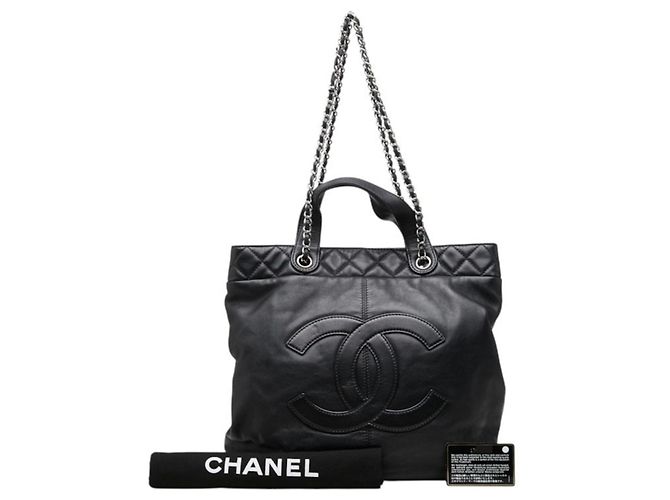 Chanel Coco Mark Handtasche Chain Tote Bag Schwarz - Ansicht 11