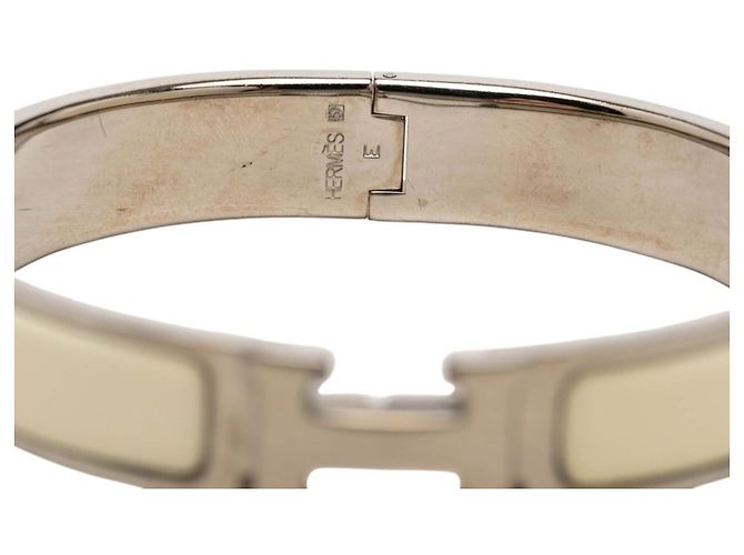 Hermès Hermes Click H GM Costume Charm Armband Silber Weiß - Ansicht 4