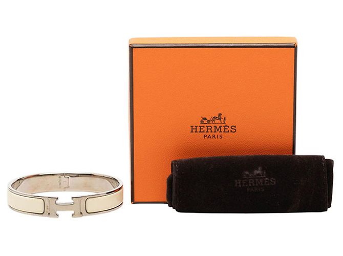 Hermès Hermes Click H GM Costume Charm Armband Silber Weiß - Ansicht 6