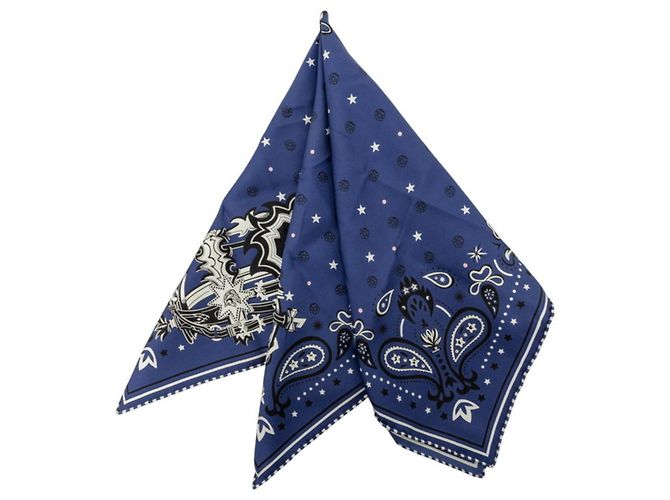 Silk In Hermès Foulard Bandana Hermes Carre 55 Brides et Déstaing Blu navy - vista 2