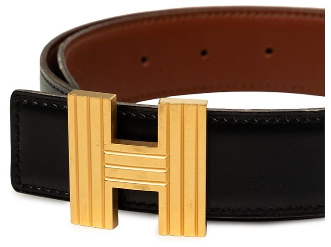 Hermès Hermes H-Buckle Wendelgürtel Schwarz Golden - Ansicht 4