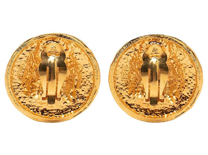 Brincos de pressão redondos Chanel Coco Mark Dourado - vista 2