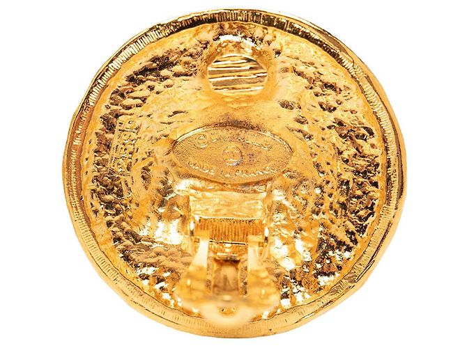 Brincos de pressão redondos Chanel Coco Mark Dourado - vista 3
