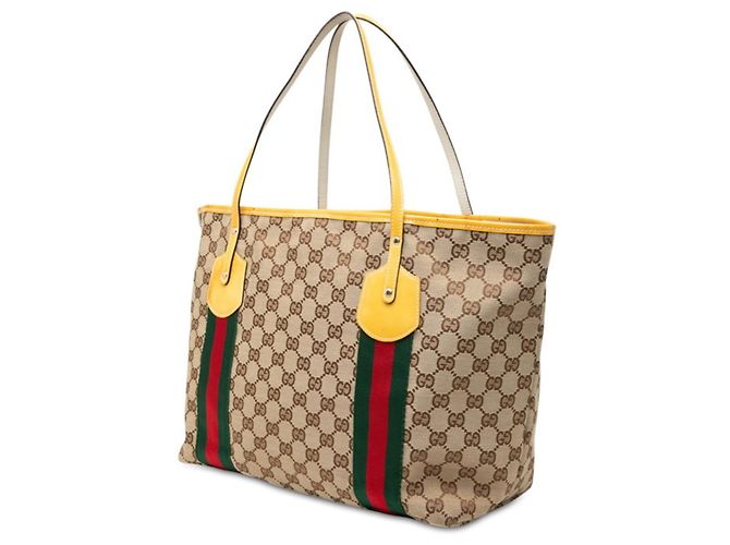 Borsa Tote Gucci GG Canvas Sherry Line Jolie Marrone Beige - vista 2