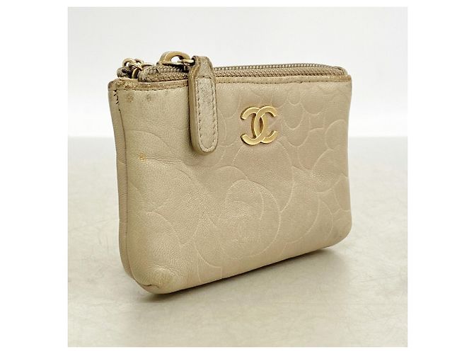 Timeless Monedero Chanel de piel de cordero beige - vista 2