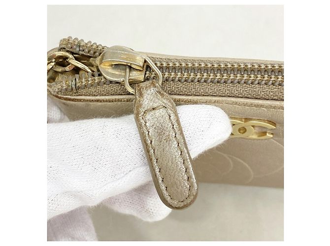Timeless Monedero Chanel de piel de cordero beige - vista 7